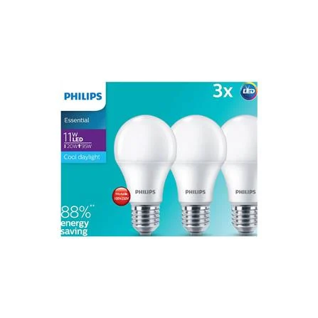 (แพ็คx3) หลอด LED Philips รุ่น Bulb Essential 11-95W แสงขาว