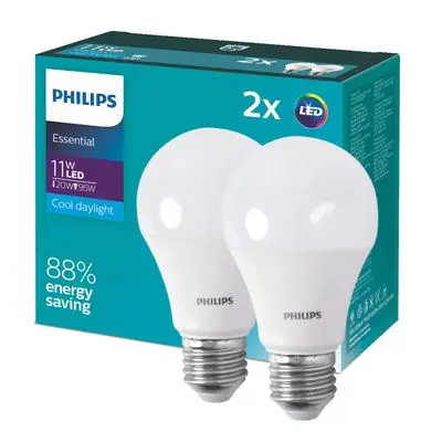 (แพ็คx2) หลอด LED Philips รุ่น Bulb Essential 11-95W แสงขาว