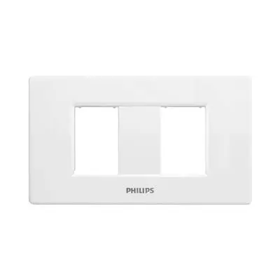 หน้ากาก Philips รุ่น Leaf Cover 2x1M + Grid 2 ช่อง สีขาว