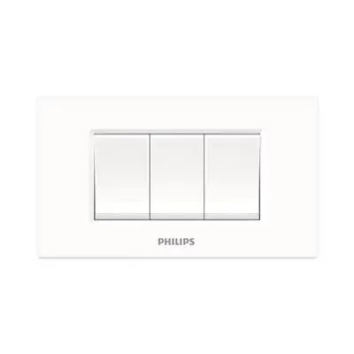 สวิตซ์ Philips รุ่น Leaf 3M ทางเดียว 3 ช่อง สีขาว