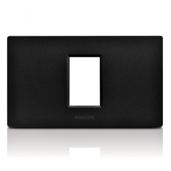 หน้ากาก Philips รุ่น Leaf Cover 1M + Grid 1 ช่อง สีเทาดํา