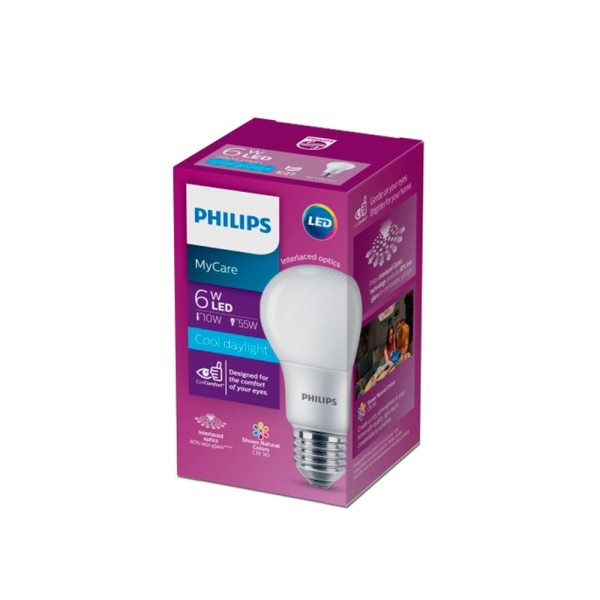 หลอด LED Philips รุ่น LEDbulb MyCare 6-55W E27 65K CoolDayLight