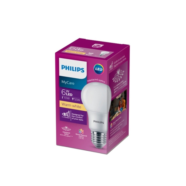 หลอด LED Philips รุ่น LEDbulb MyCare 6-65W E27 30K Warm White