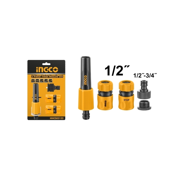 อะไหล่ชุดต่อสายน้ำ INGCO รุ่น HHCS 05122 ข้อต่อสวมเร็ว1/2" 5ชิ้น