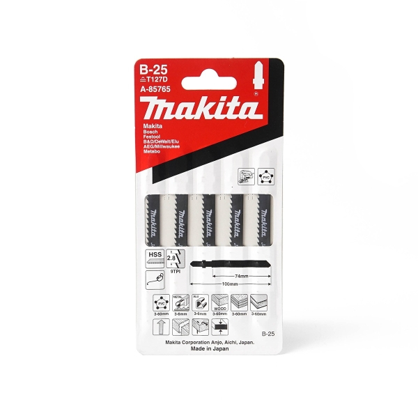 ใบเลื่อยจิ๊กซอ Makita # A-85765 ตัดเหล็ก/ตัดไม้5ใบ/ชุด B-25