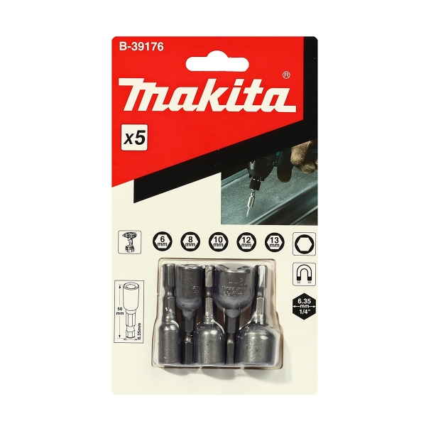 ชุดดอกไขควงหัวลูกบล๊อก Makita # MPB-39176 5ชิ้น 6,8,10,12,13