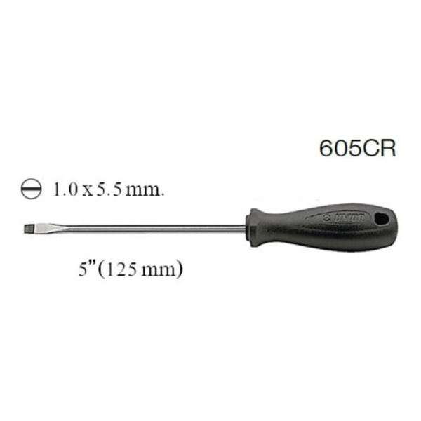 ไขควง Unior # 605CR ปากแบน 1x5.5 ยาว 5" - 5 mm.