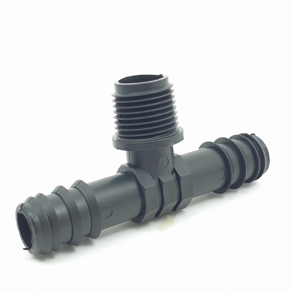 สามทางเกลียวนอก HDPE ชนิดขันล็อคขนาด (20x1/2x20 mm.