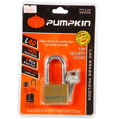 กุญแจทองเหลือง Pumpkin # 39206 คอยาว 40mm