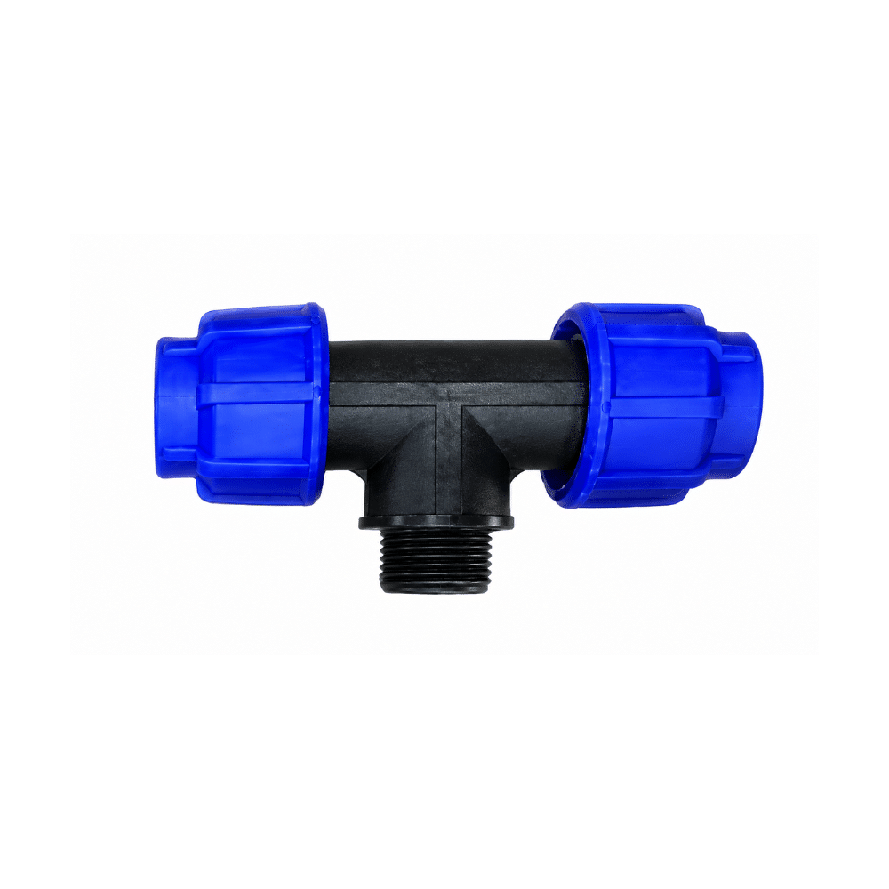 สามทางเกลียวนอก HDPE ชนิดขันล็อคขนาด (20x1/2x20 mm.)