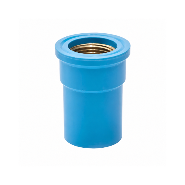 ข้อต่อตรงเกลียวในทองเหลือง PVC (ฟ้า) 3/4"